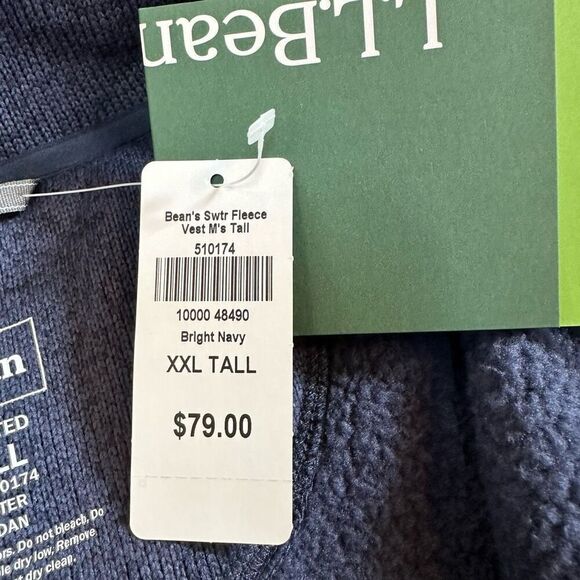 L.L. Bean Sweater Fleece Vest Bright Navy Blue | Men’s XXL Tall - Picture 2 of 13